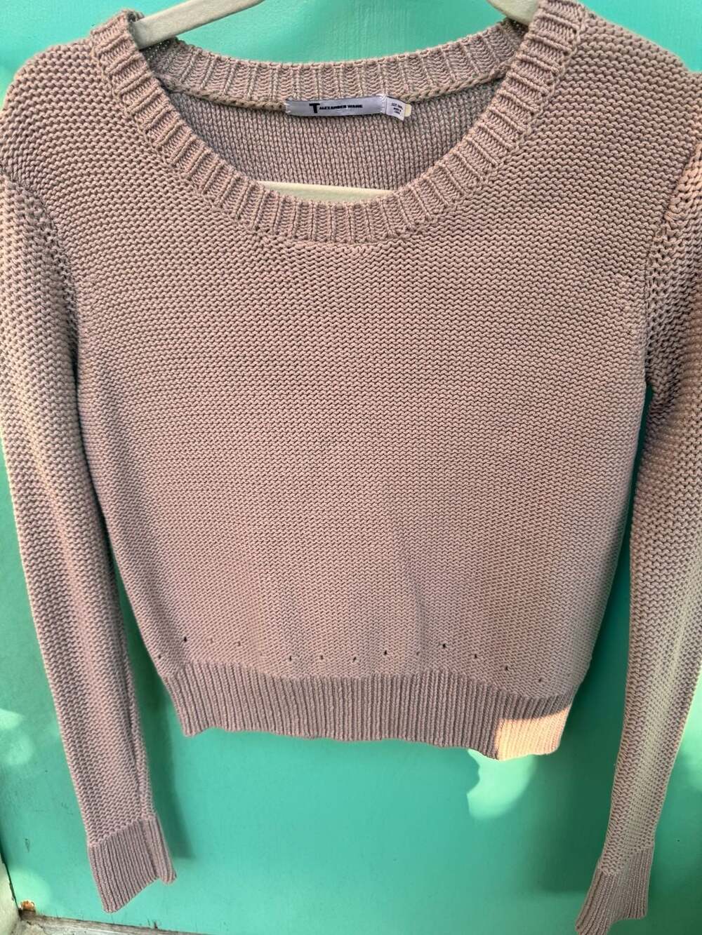 Alexander Wang Crewneck Sweater Size Small Tan Cotton Knit